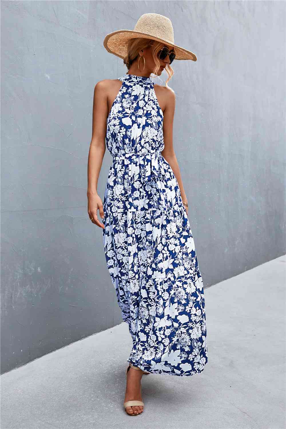 NADIA FLORAL TIE WAIST MAXI DRESS