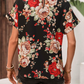 Floral Print U-neck Short-sleeve Top