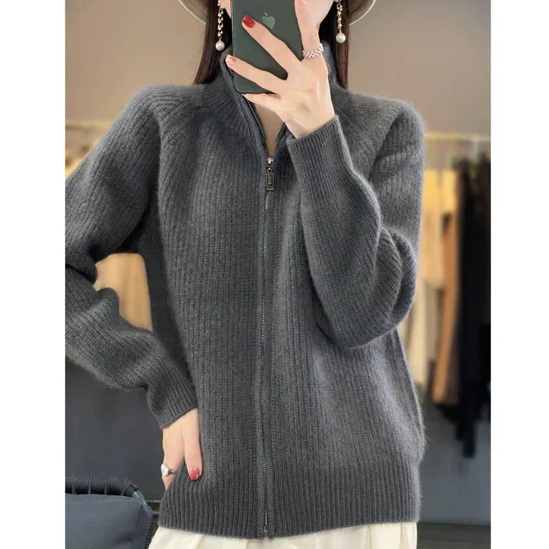 Linda - Wool Zip up Cardigan