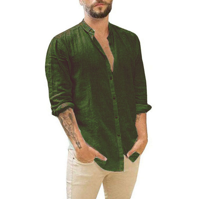 Men's Breathable Cotton Linen Henley Shirt