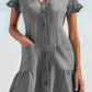 Cotton Linen Pocket Ruffle Dress