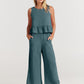 VALERINA - Casual Linen 2 Piece Top and Pants Set