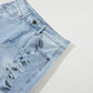 DISTRESS RAW HEM DENIM SHORTS