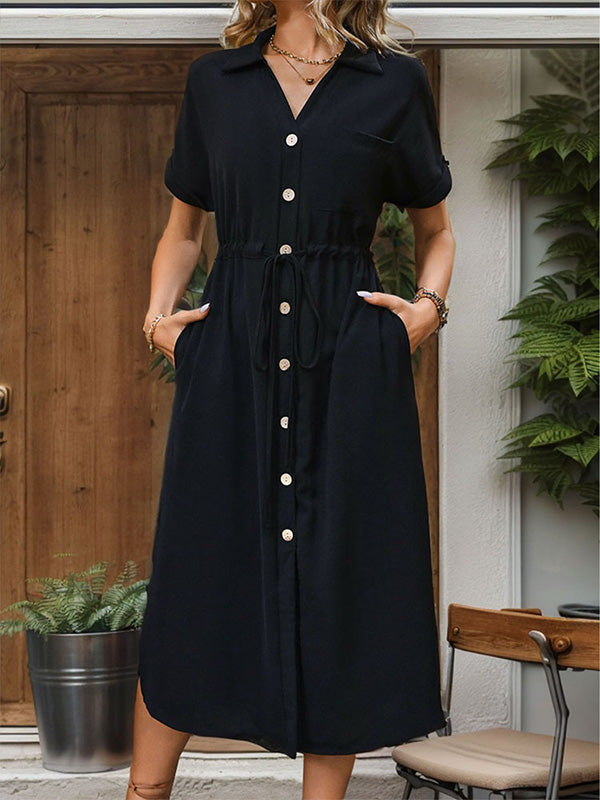 Women's Lapel Button Shirt Dress 04464349YM