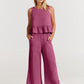 VALERINA - Casual Linen 2 Piece Top and Pants Set