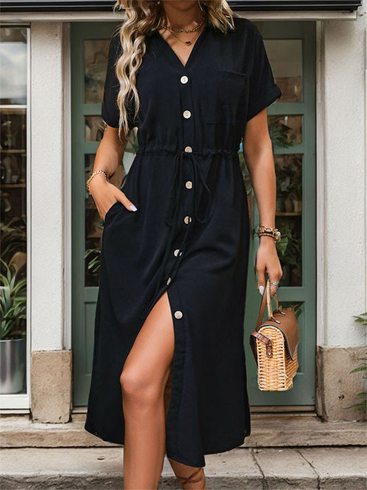 Women's Lapel Button Shirt Dress 04464349YM