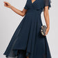 Fashion Chiffon Splicing V-Neck Midi Dress