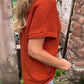 Women's Waffle Short Sleeve Button Up V-Neck T-Shirt 64097564YM