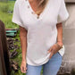 Women's Waffle Short Sleeve Button Up V-Neck T-Shirt 64097564YM