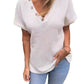 Women's Waffle Short Sleeve Button Up V-Neck T-Shirt 64097564YM