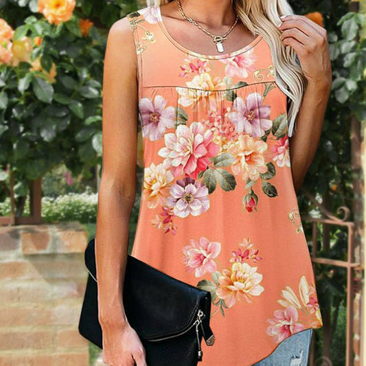 Floral Print Patchwork Tank Top