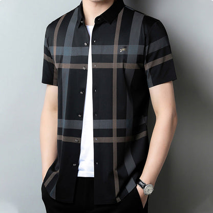 Men's Non-Iron Striped Plaid Shirt