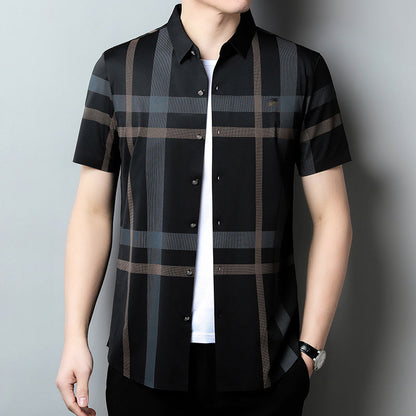 Men's Non-Iron Striped Plaid Shirt