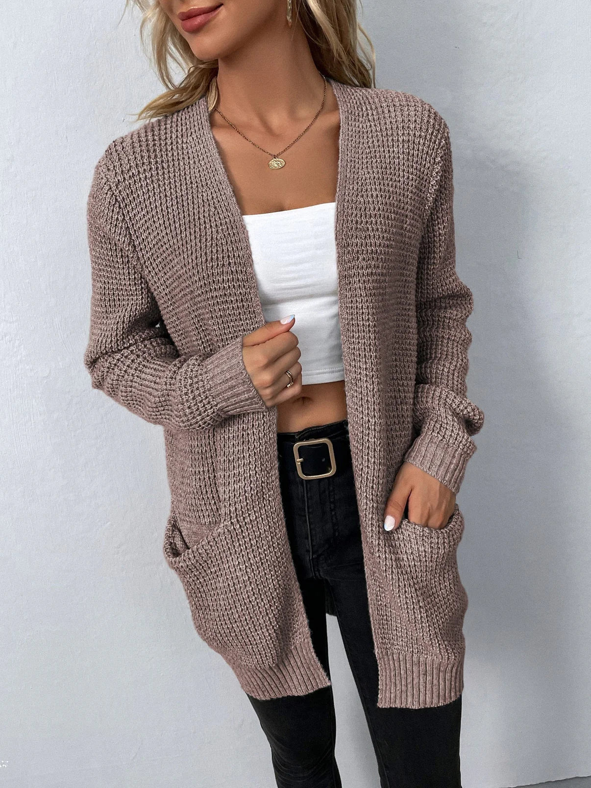 Tatiana - Long Sleeve Knitted Cardigan With Pockets