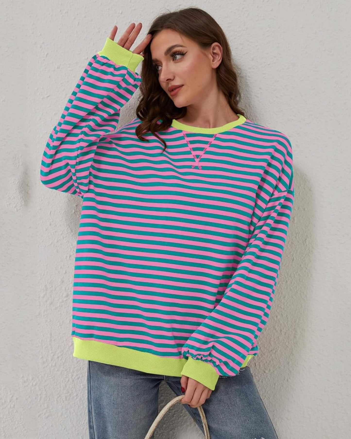 LUA - OVERSIZED STRIPED LONG SLEEVE SWEATSHIRT