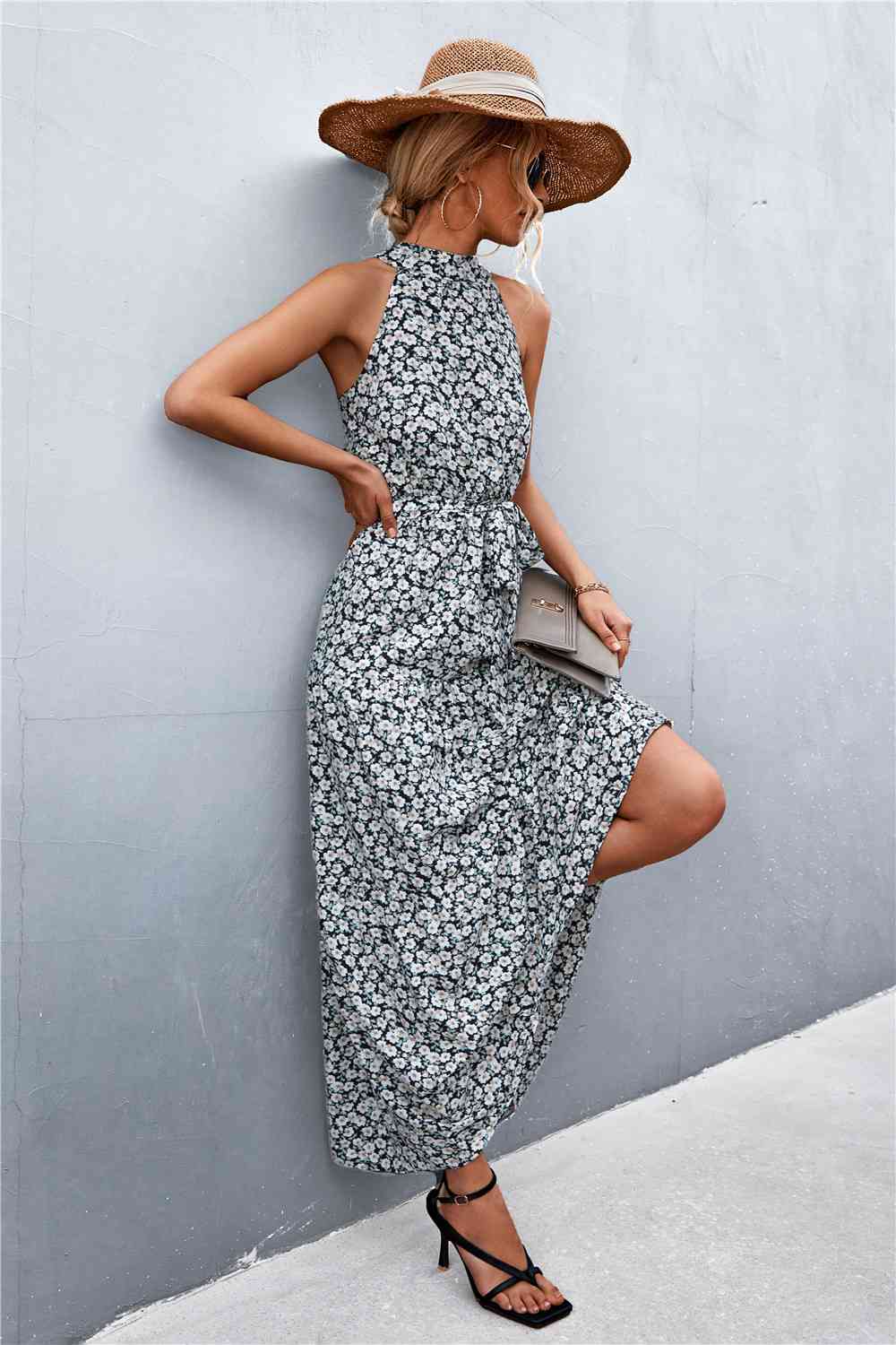 NADIA FLORAL TIE WAIST MAXI DRESS