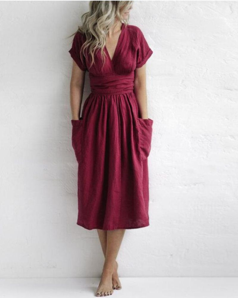 LENORA - WRAP LINEN AND COTTON DRESS