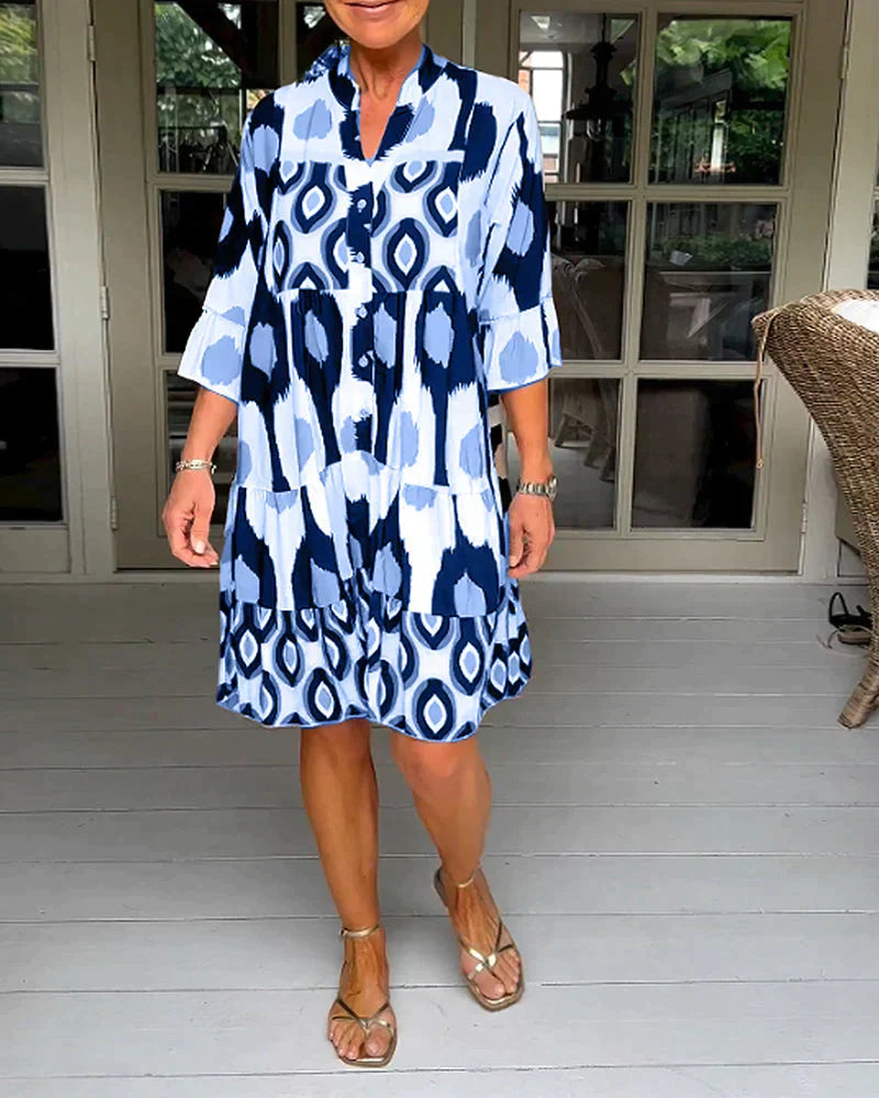 BERTA - PRINTED DRESS WITH 3/4 SLEEVES