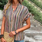 Vintage Casual Striped Blouse