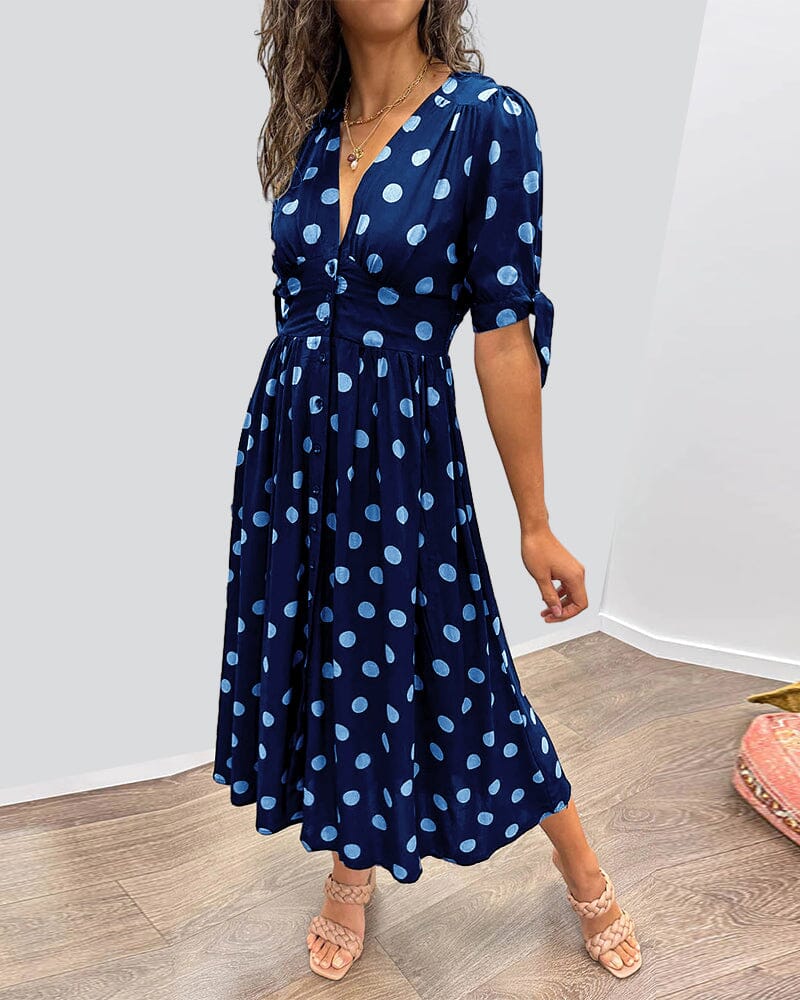 Dress With Polka Dots and Deep V-neckline