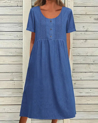 Denim short sleeve dress