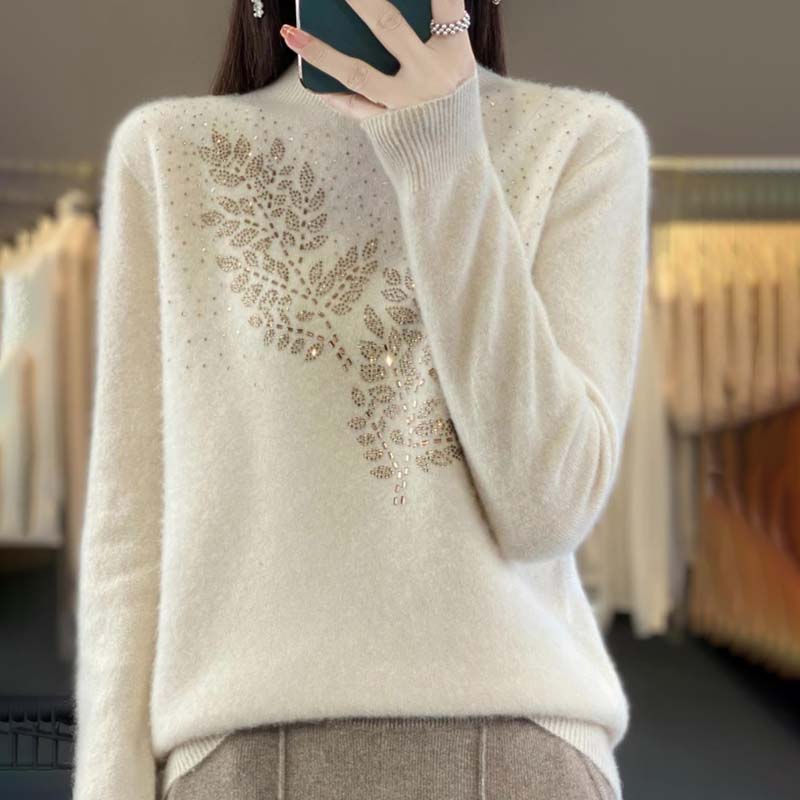 Leaf Print Knit Sweater