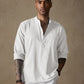 Linen V-neck Beach Long-sleeved Shirt