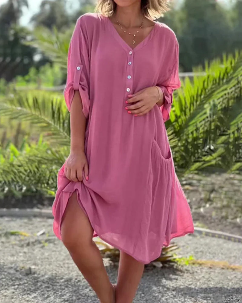 Casual Loose Solid Color Dress