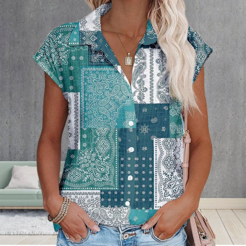 Retro Casual Printed Blouse