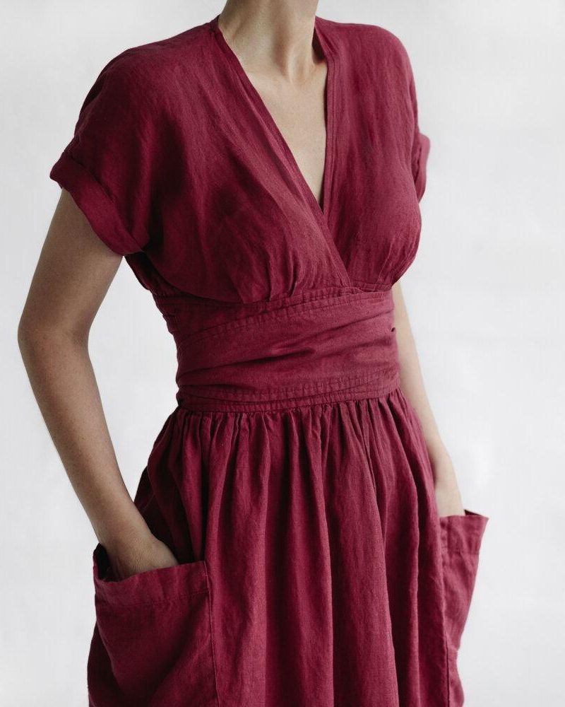 LENORA - WRAP LINEN AND COTTON DRESS