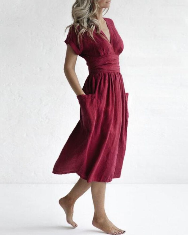 LENORA - WRAP LINEN AND COTTON DRESS