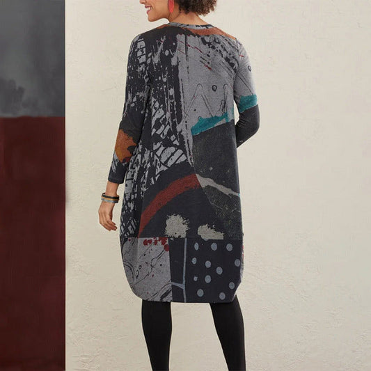 Abstract Print Vintage Dress