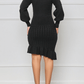 Classy Cozy Cable Knit Ruffle Hem Dress