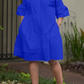 Trendy Half Sleeve Slant Pocket Shirt Dress