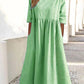 Cotton linen solid color dress