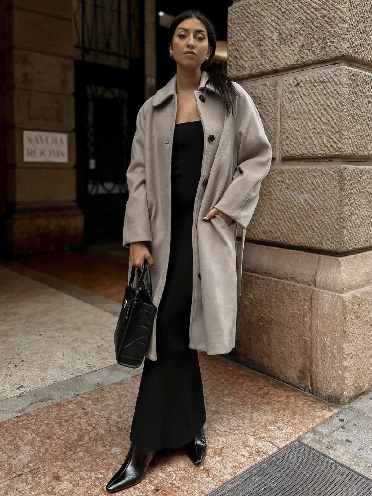 Loose Wool Coat With Belt