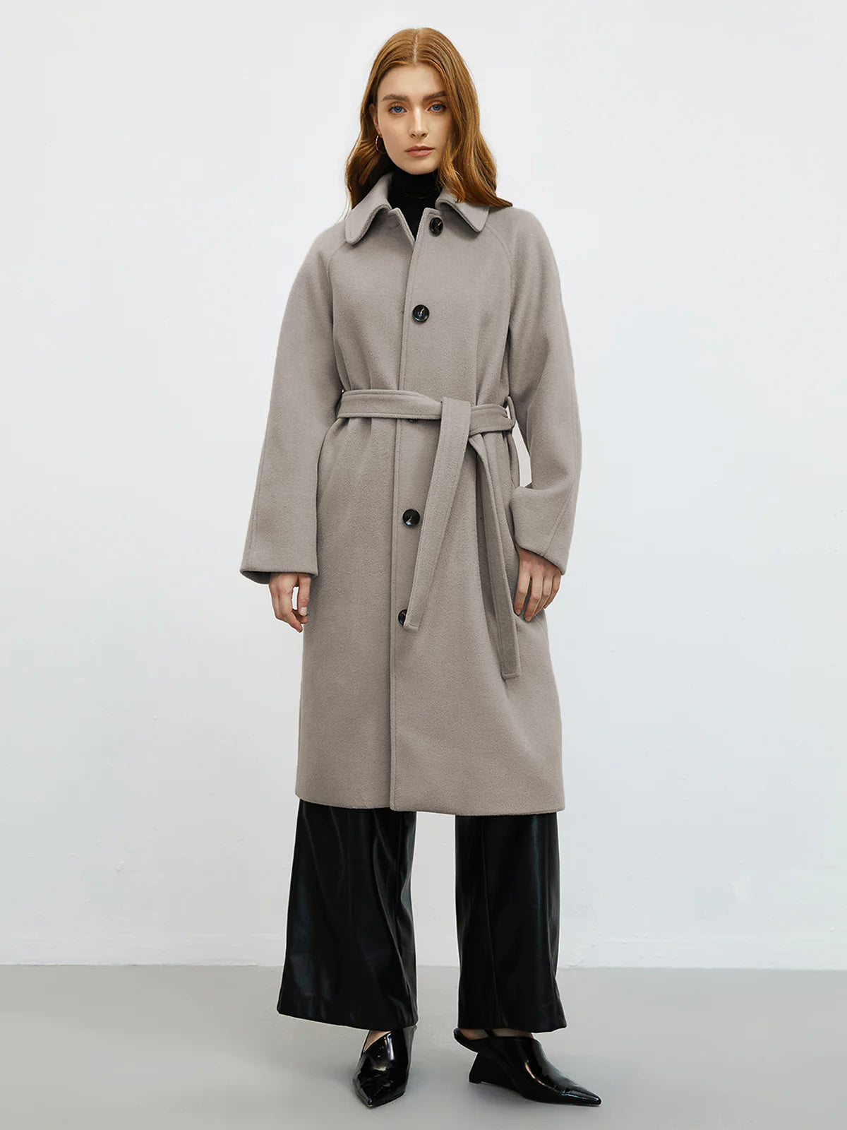 Loose Wool Coat With Belt