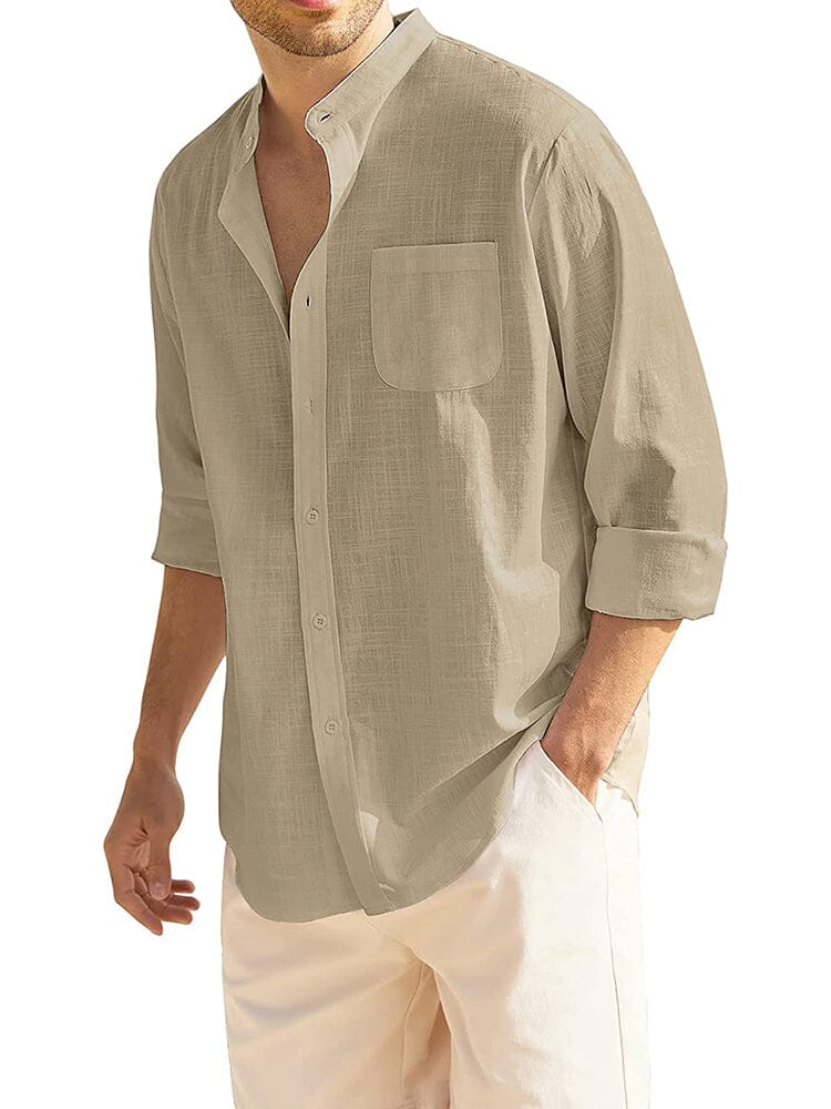 Cotton Linen Beach Button Down Shirt with Pocket (US Only)