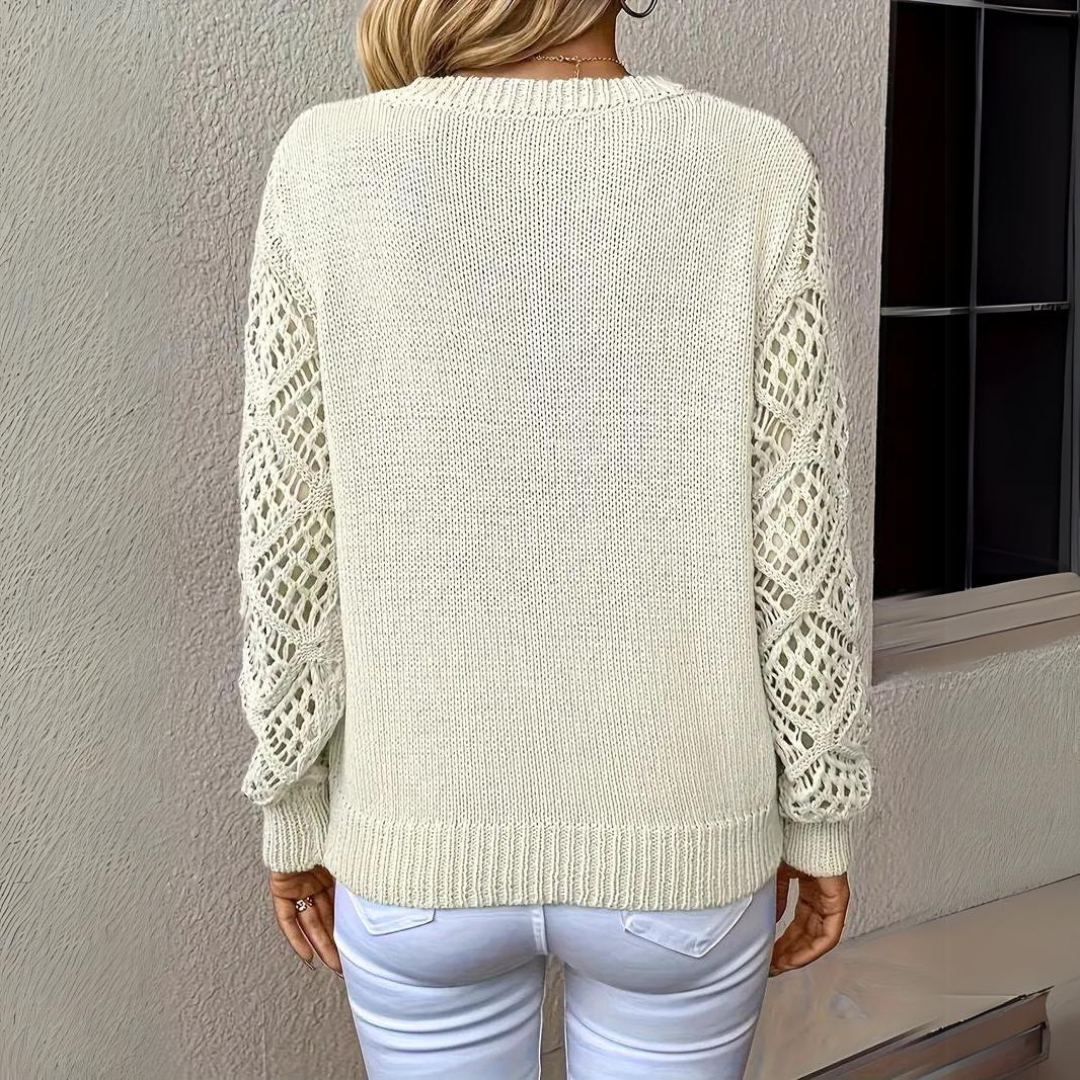 Raylene - V-Neck Knitted Sleeves Jumper