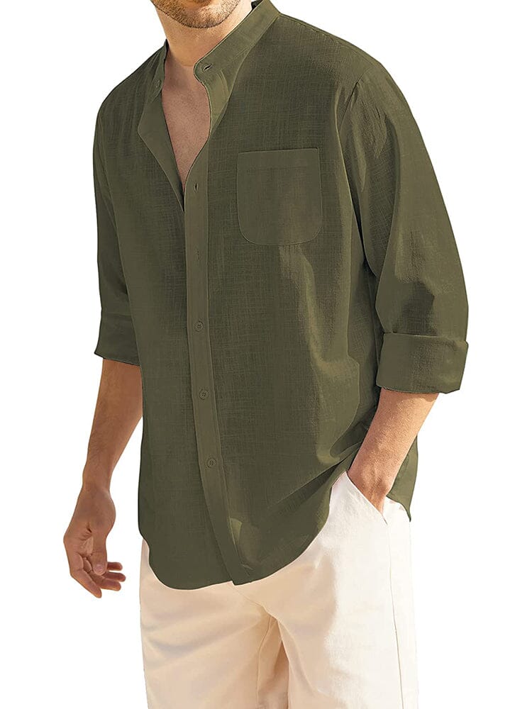 Cotton Linen Beach Button Down Shirt with Pocket (US Only)