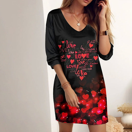 Casual Heart Print Dress