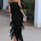 SARI - OFF SHOULDER ELEGANT FRINGE DRESS