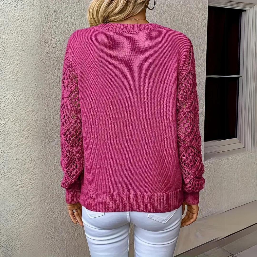 Raylene - V-Neck Knitted Sleeves Jumper