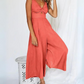 PILI - V-neck cutout high waist jumpsuits