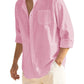 Cotton Linen Beach Button Down Shirt with Pocket (US Only)