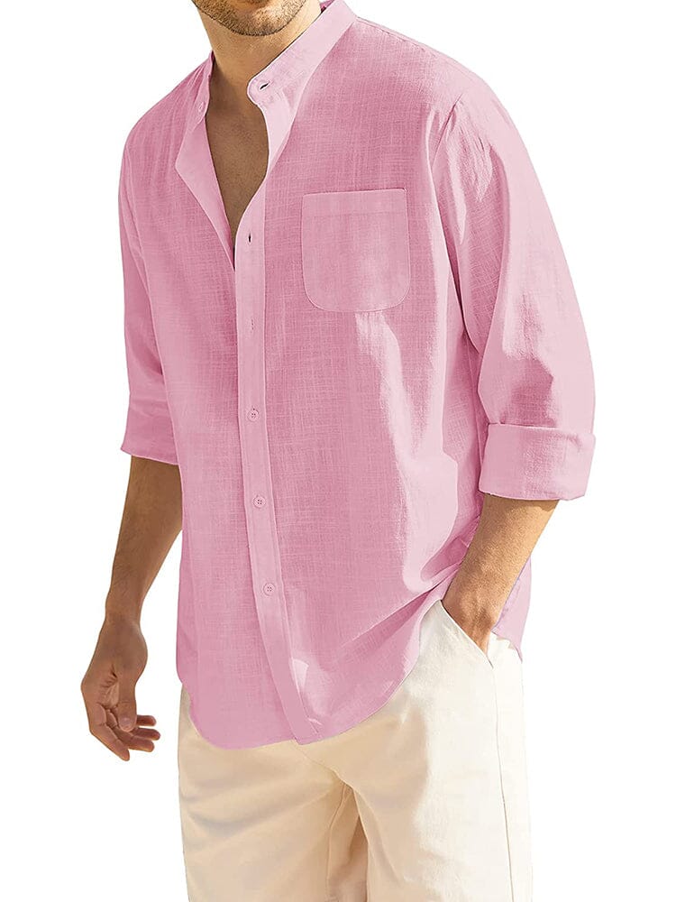 Cotton Linen Beach Button Down Shirt with Pocket (US Only)