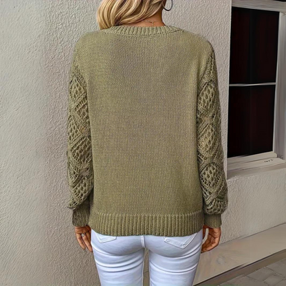 Raylene - V-Neck Knitted Sleeves Jumper