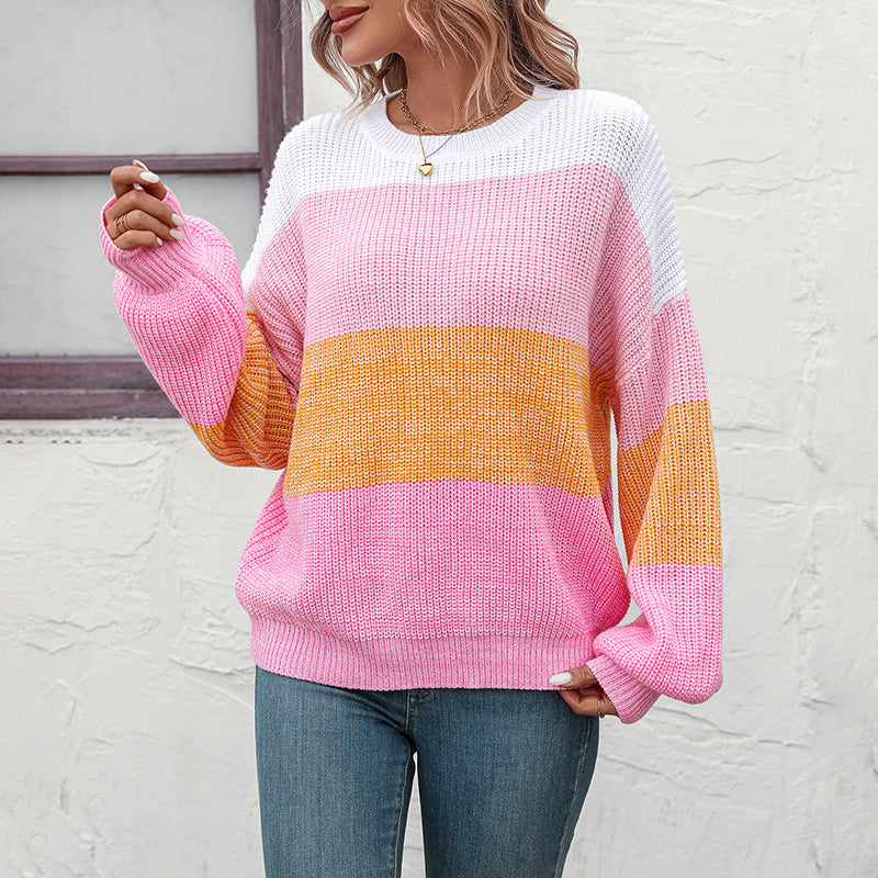 Casual Colour Block Knit Sweater