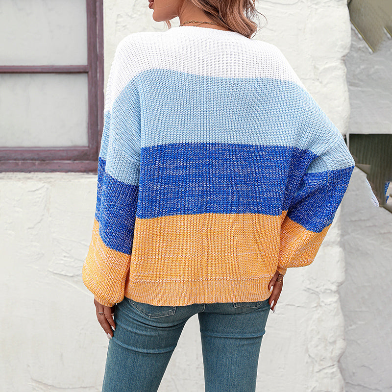 Casual Colour Block Knit Sweater