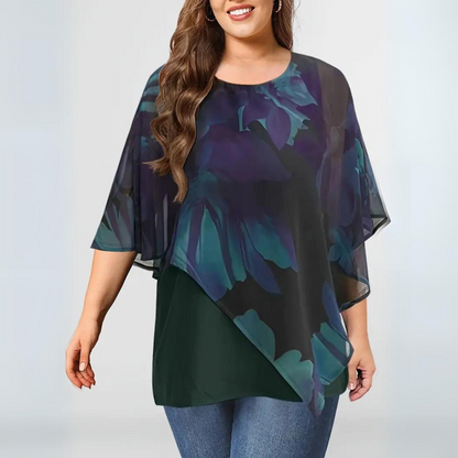 Carissa - Elegant Flowy Crew Neck Top